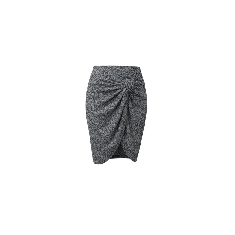 Rue21 Skirt Womens Medium Grey Marled Front Knot Tulip Hem Stretch Knit